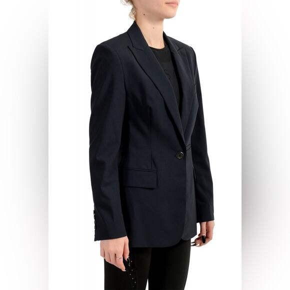 BOSS Hugo Boss Women's Black Classic Wool One Button Blazer Suit Jacket Size 6 - Picture 1 of 8